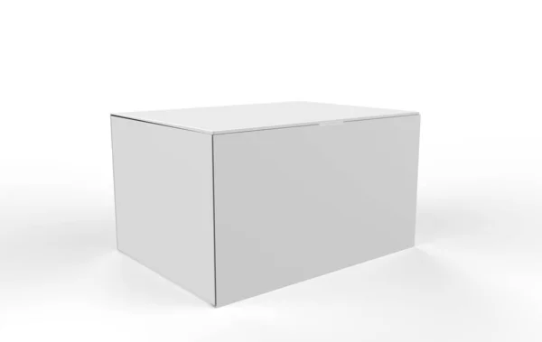 Beyaz arka planda karton kutu modeli. 3d illüstrasyon 