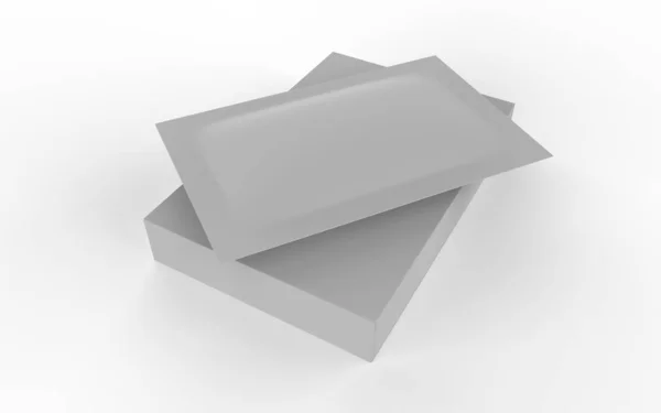 Kraftpapierschachtel Mit Mattebeutel Attrappe Auf Weißem Hintergrund Illustration — Stockfoto