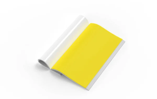 Rivista Con Pagine Carta Bianca Arrotolate Isolate Sfondo Bianco Libro — Foto Stock
