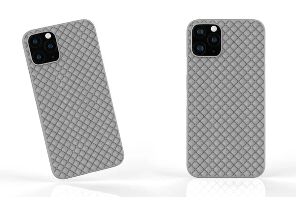 İzole edilmiş beyaz arka planda iPhone 11 veya iphone max pro Phone davası. Montaj ya da tasarımın için mobil kapak. 3d illüstrasyon