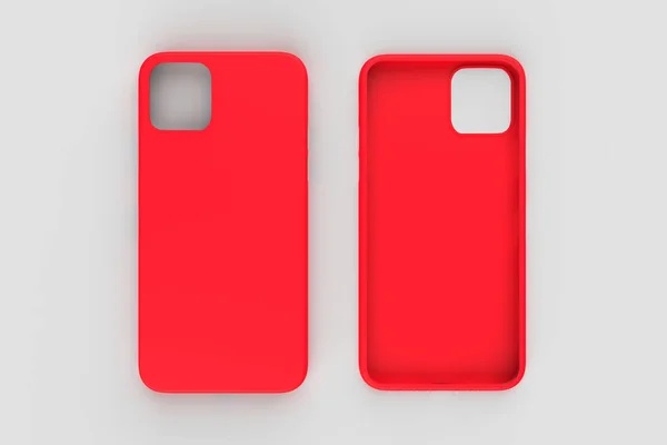 İzole edilmiş beyaz arka planda iPhone 11 veya iphone max pro Phone davası. Montaj ya da tasarımın için mobil kapak. 3d illüstrasyon