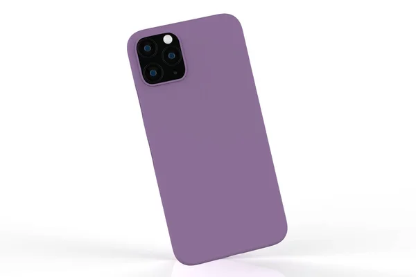 İzole edilmiş beyaz arka planda iPhone 11 veya iphone max pro Phone davası. Montaj ya da tasarımın için mobil kapak. 3d illüstrasyon