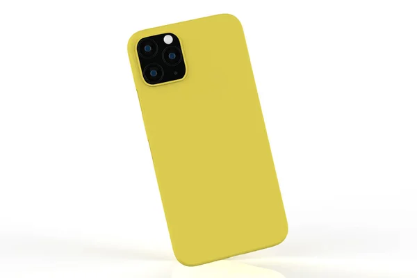 İzole edilmiş beyaz arka planda iPhone 11 veya iphone max pro Phone davası. Montaj ya da tasarımın için mobil kapak. 3d illüstrasyon