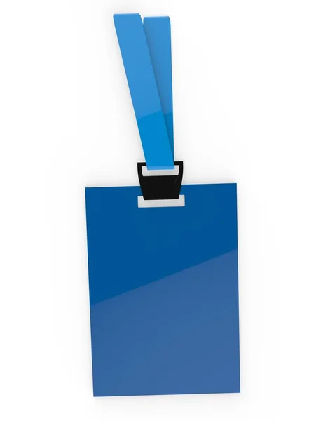 Realistic Blank Identity Card Badge Biometric Card Blue Ribbon Mock — Stock Photo, Image