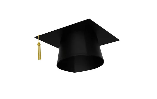 Graduiertenmütze Mit Goldener Quaste Auf Weißem Hintergrund Illustration — Stockfoto