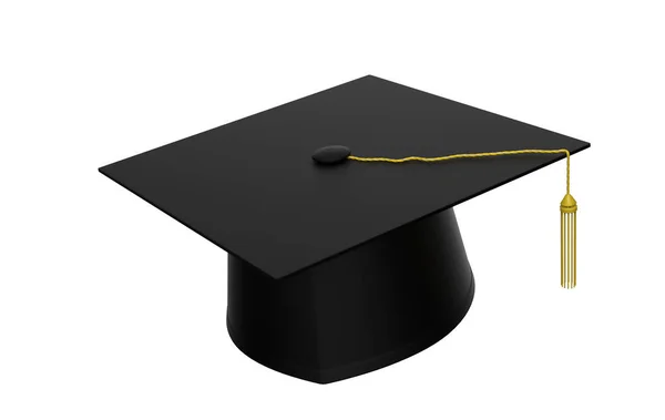 Graduiertenmütze Mit Goldener Quaste Auf Weißem Hintergrund Illustration — Stockfoto