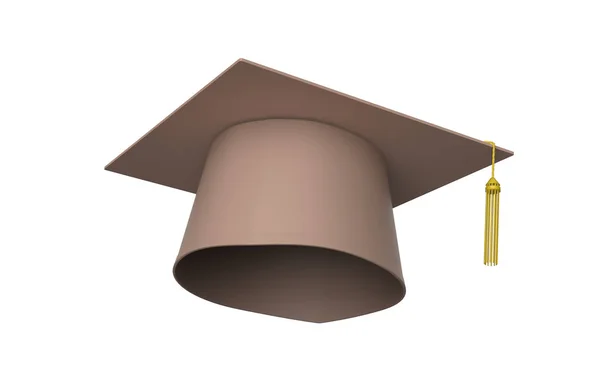Graduation Cap Gold Tassel Isolated White Background Illustration — Stock Photo, Image