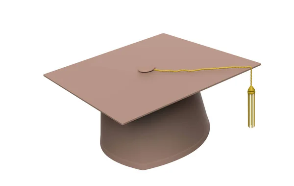 Graduiertenmütze Mit Goldener Quaste Auf Weißem Hintergrund Illustration — Stockfoto