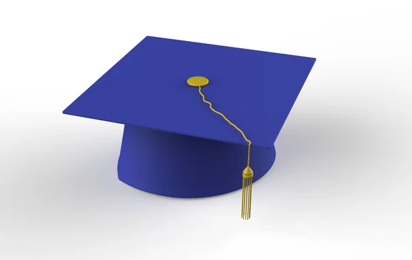 Graduiertenmütze Mit Goldener Quaste Auf Weißem Hintergrund Illustration — Stockfoto