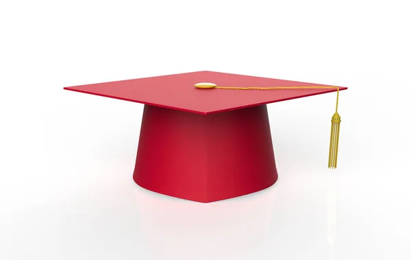 Graduiertenmütze Mit Goldener Quaste Auf Weißem Hintergrund Illustration — Stockfoto