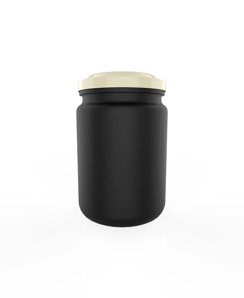 在白色背景上隔离的果冻罐 包装模仿现实的果酱罐 3D说明 — 图库照片