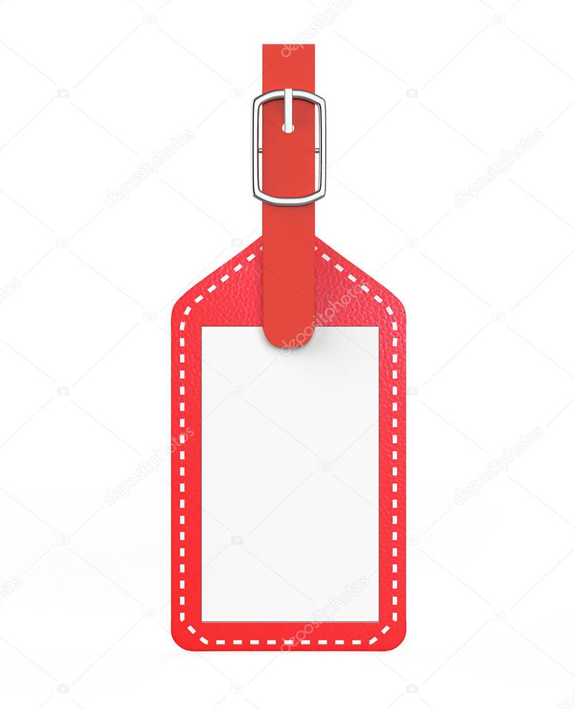 leather luggage identification label tag. 3d illustration 