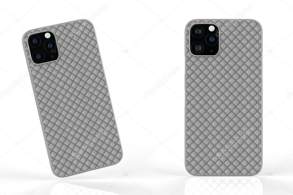 iphone 11 or iphone max pro Phone case on isolated white background. Mobile cover for montage or your design. 3d illustration