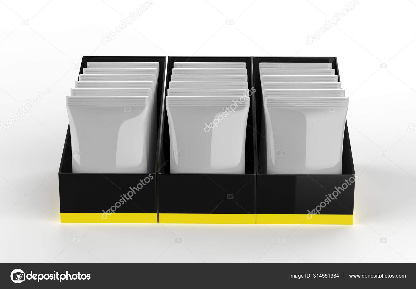 Download Box Metallic Sachets Mockup White Background Illustration Stock Photo Image By C Designkida 314551384