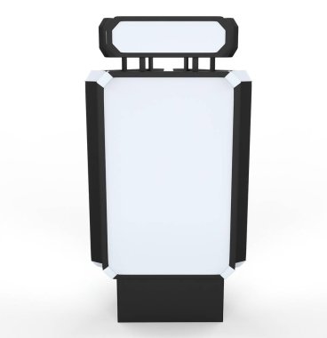 3 kenarlı, Poi Poi Şehir Işığı Reklamcılığı 3D. Beyaz arka planda izole edilmiş bir resim. Tasarımınız için şablonu hazırlayın. 3d illüstrasyon 