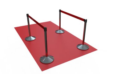 Boş kurdeleli paslanmaz krom direk. 3d illüstrasyon
