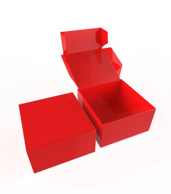 Beyaz arkaplanda izole edilmiş paket kutusunu aç ve kapat. 3d illüstrasyon 