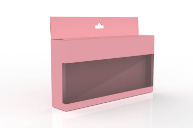 Beyaz arkaplanda şeffaf pencereli kutu. 3d illüstrasyon 