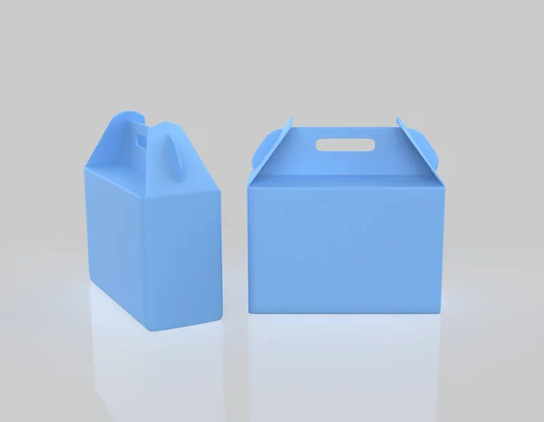 现实地拿走了装模作样的饭盒 设置了3D插图 纸板包装 产品容器 空食品盒 拿走饭盒模板 — 图库照片
