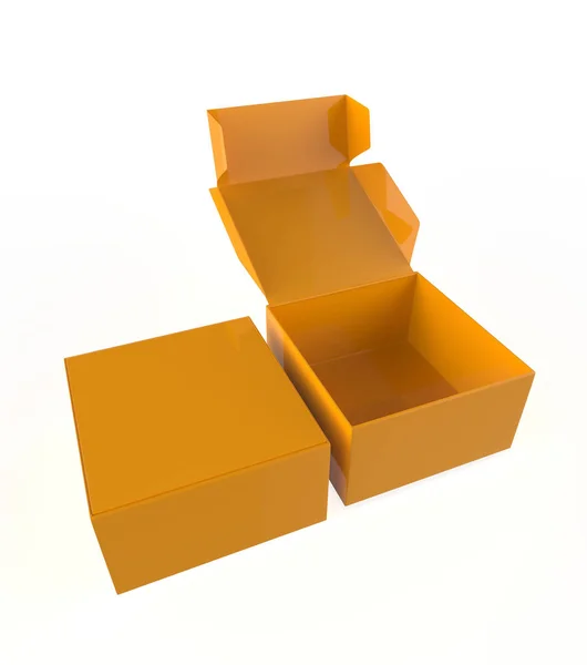 Boxe Embalagem Aberto Fechado Isolado Fundo Branco Ilustração — Fotografia de Stock