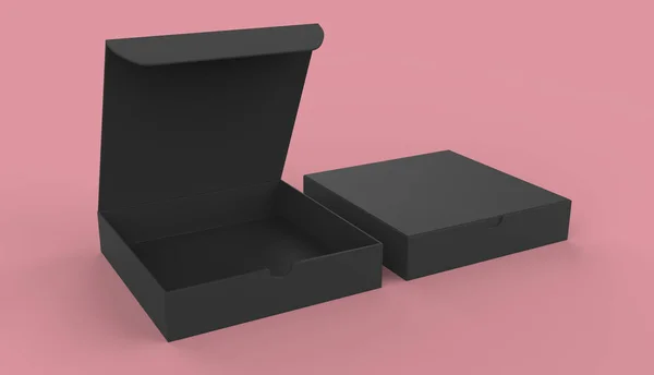 empty open and closed carton packages for branding and advertising. 3d illustration