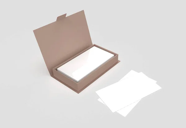 Contact Business Cards Closed Cardboard Box Clean Mock Template Free — Stock Photo, Image