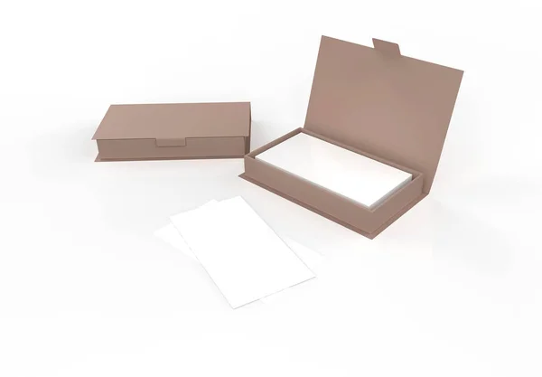 Contact Business Cards Closed Cardboard Box Clean Mock Template Free — Stock Photo, Image