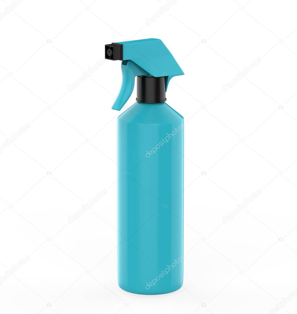 Spray Pistol Cleaner Plastic Bottle isolated On White Background. Ready For Your Design. Product Packing. 3d Illustration