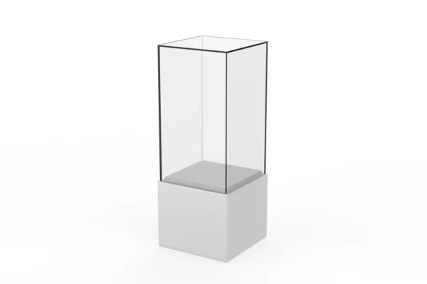 Vitrine Vidro Vazio Pedestal Simular Modelo Illustarion — Fotografia de Stock