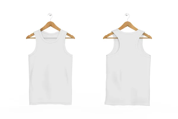 Blank Shirt Met Tanktop Model Houten Hanger Voor Achter Zijaanzicht — Stockfoto