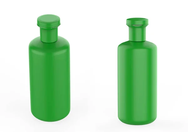 在白色背景上隔离的塑料瓶 用于凝胶 洗发水 泡沫浴的液体容器 美容品包3D说明 — 图库照片