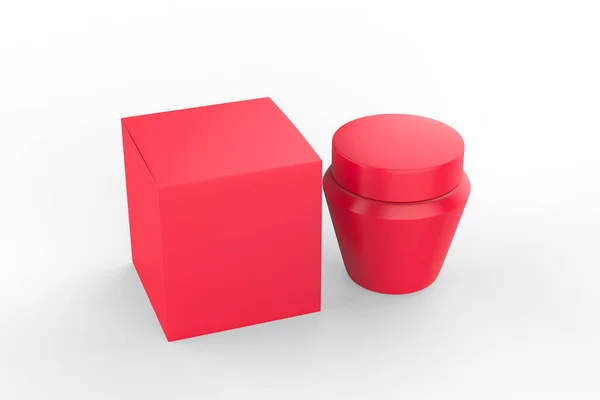 Cosmetic Jar Packaging Box Mock Isolated White Background Illustration — Stock Photo, Image