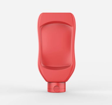 Boş plastik ketçap ve sos şişesi markalaşma ve taklit için, 3D illüstrasyon.