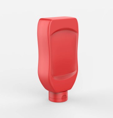 Boş plastik ketçap ve sos şişesi markalaşma ve taklit için, 3D illüstrasyon.