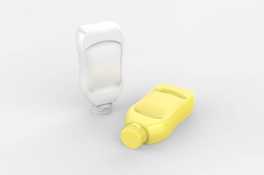 Boş plastik ketçap ve sos şişesi markalaşma ve taklit için, 3D illüstrasyon.