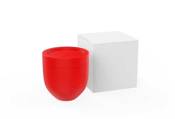 白い背景に隔離されたパッケージボックスモックアップ付き化粧瓶 3Dイラスト — ストック写真