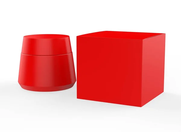 Cosmetic Jar Packaging Box Mock Isolated White Background Illustration — Stock Photo, Image