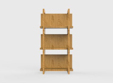 Ekran standı, ürünler için perakende satış standı, beyaz arkaplanda izole edilmiş ekran duruyor. 3d illüstrasyon