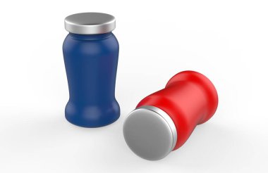 Beyaz arka planda gerçekçi, boş bir plastik şişe. 3d illüstrasyon.