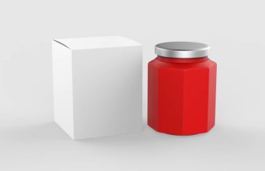 Bal kavanozu beyaza izole edilmiş. Bal ambalajı tasarımı. 3d illüstrasyon