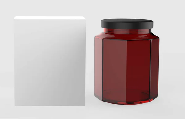 Mézes Edény Makettek Elszigetelve Fehér Méz Csomagolási Koncepció Illusztráció — Stock Fotó