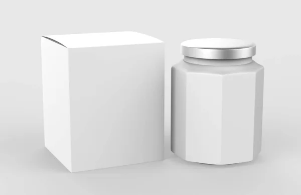 Pot Miel Maquettes Isolées Sur Blanc Concept Conception Emballage Miel — Photo