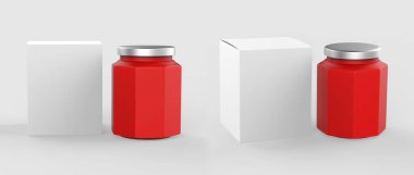 Bal kavanozu beyaza izole edilmiş. Bal ambalajı tasarımı. 3d illüstrasyon