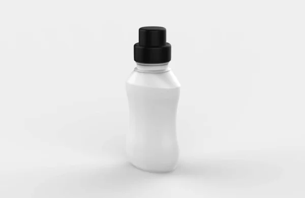Garrafa Bebida Plástica Fosca Com Caixa Isolada Fundo Branco Ilustração — Fotografia de Stock
