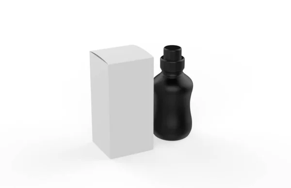 Matte Plastic Drinkfles Met Doos Geïsoleerd Een Witte Achtergrond Illustratie — Stockfoto