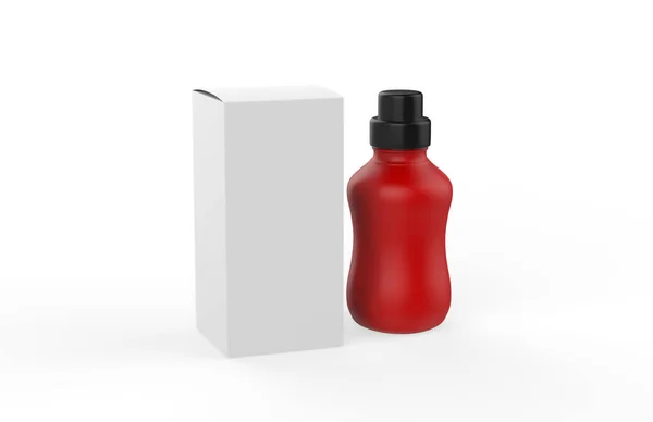 Matte Plastic Drinkfles Met Doos Geïsoleerd Een Witte Achtergrond Illustratie — Stockfoto