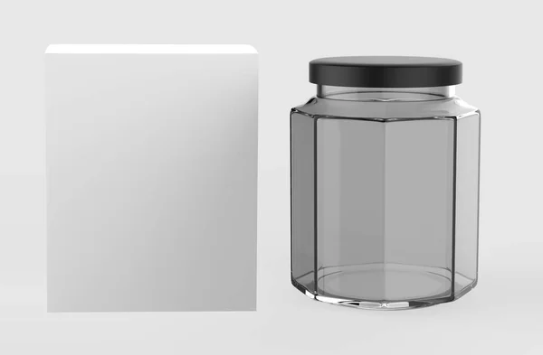 Vasetto Miele Finto Isolato Bianco Concetto Packaging Miele Illustrazione — Foto Stock