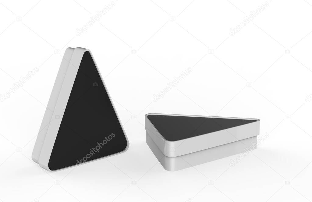 Matte Triangular Box Mock up isolated on white background. 3d illustration