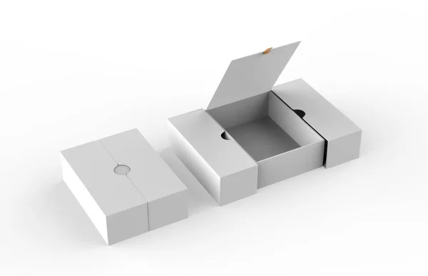 Caixa Papelão Duro Branco Simular Modelo Ilustração — Fotografia de Stock