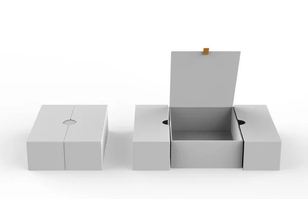 Prázdné Tvrdé Lepenkové Krabice Modelovat Šablonu Ilustrace — Stock fotografie
